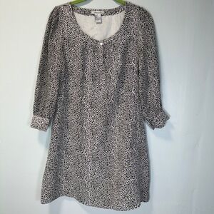 Hanna G Womens Black White Silk Floral Sunburst Shift Dress Size M 3/4 Sleeve